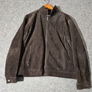 Boston Harbour Suede Leather Jacket Mens Brown XL Full Zip Mock Neck